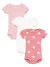 Petit Bateau Heart-print Babygrows (set Of Three)