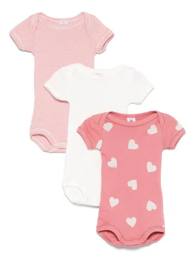 Petit Bateau Heart-print Babygrows (set Of Three)