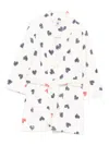 Petit Bateau Heart-print Belted Robe In White