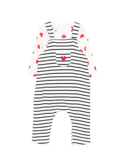 Petit Bateau Babies' Heart-print Body Set In Black