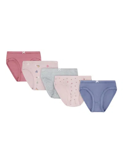 Petit Bateau Kids' Heart-print Briefs (pack Of Five) In Multi