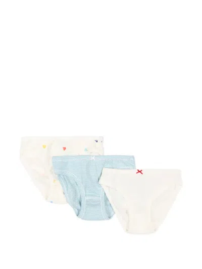 Petit Bateau Kids' Heart-print Briefs (set Of Three) In Multi