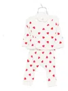 Petit Bateau Heart-print Cotton Pajama Set In Red