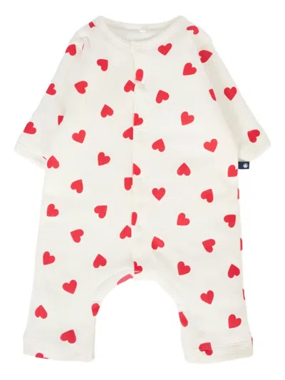 PETIT BATEAU HEART-PRINT COTTON ROMPER