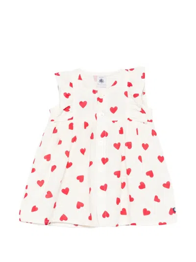 Petit Bateau Babies' Heart-print Dress Set In Pink