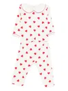 Petit Bateau Heart-print Pajamas Set In White