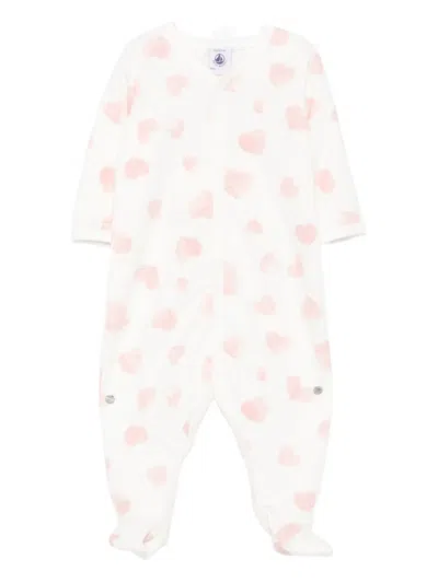 Petit Bateau Babies' Heart-print Pajamas In White