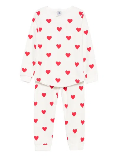 Petit Bateau Kids' Heart-print Pyjamas In Neutral