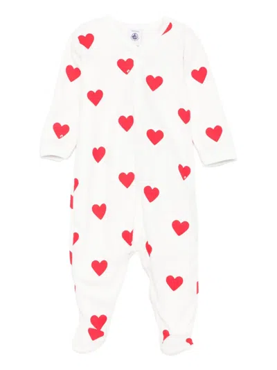 Petit Bateau Babies' Heart-print Romper In White