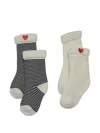 Petit Bateau Heart Striped Socks (set Of Two) In Multi