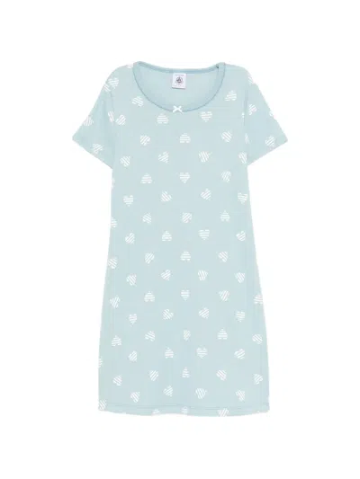 Petit Bateau Kids' Heart-print Nightdress In Blue