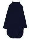 Petit Bateau High-neck Long-sleeve Bodysuit In Blue