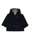 Petit Bateau Hooded Double-breasted Coat In Black