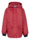 Petit Bateau Hooded Flap-pocket Raincoat In Red