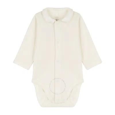 Petit Bateau Babies'  Infant Bodysuit With Collar In White