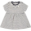PETIT BATEAU IVORY DRESS FOR BABY GIRL WITH BLUE STRIPES