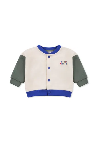 Petit Bateau Ivory Sweatshirt For Baby Boy With Logo