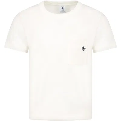 Petit Bateau Kids' Ivory T-shirt For Boy With Logo