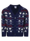 Petit Bateau Jacquard Cardigan In Blue