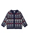 Petit Bateau Blue Cardigan For Baby Boy With Jacqaurd Pattern In Blue
