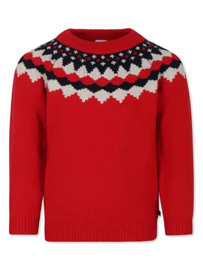 Petit Bateau Kids' Jacquard Jumper In Red