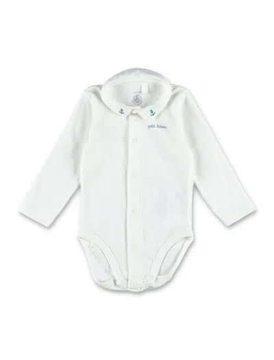Petit Bateau Babies' Kid - Embroidered Collar Body In White