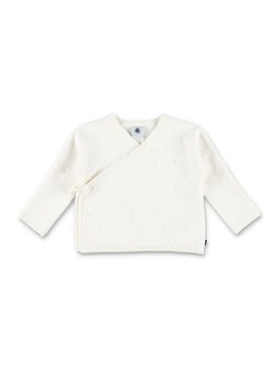PETIT BATEAU KID - OPENWORK KNIT WRAPOVER TOP