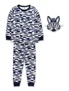 Petit Bateau Kid - Zebra Print Cotton Pyjama Set With Mask In Multi