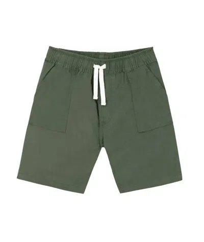 Petit Bateau Kid's Cotton And Linen Twill Shorts In Green