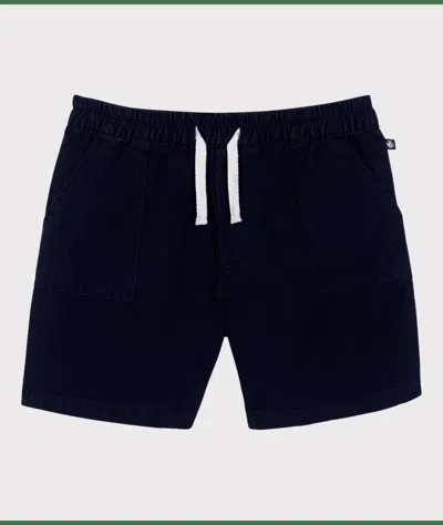 Petit Bateau Kid's Cotton And Linen Twill Shorts In Navy In Blue