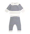Petit Bateau Knitted Sweater And Trousers Set In White
