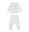 Petit Bateau Knitted Top And Trousers Set In Gray