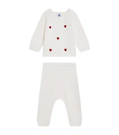 Petit Bateau Kids' Knitted Top And Trousers Set In Gray