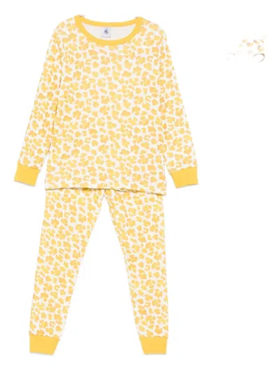 Petit Bateau Kids' Leopard-print Pyjamas In Yellow