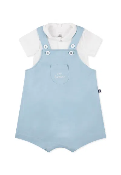Petit Bateau Kids' Light Blue Dungarees For Baby Boy