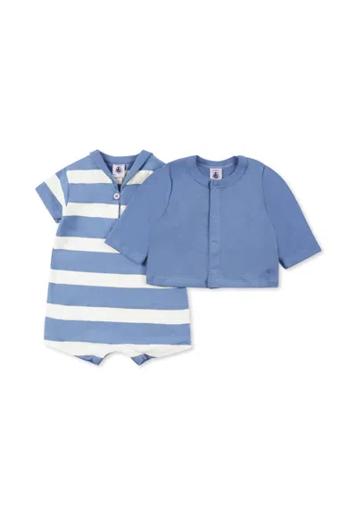 Petit Bateau Light Blue Romper Set For Baby Boy