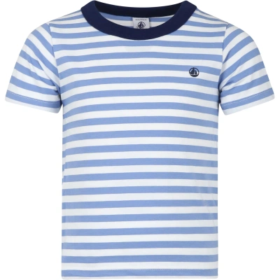 Petit Bateau Kids' Light Blue T-shirt For Boy With Stripes