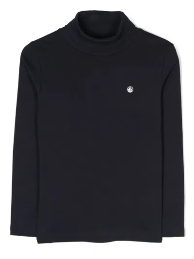 Petit Bateau Kids' Logo-embroidered Organic Cotton Jumper In Blue