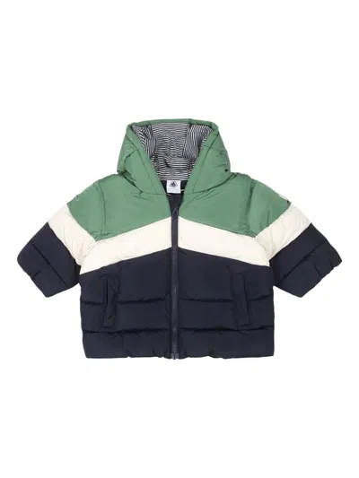 Petit Bateau Babies' Logo-patch Padded Jacket In Green