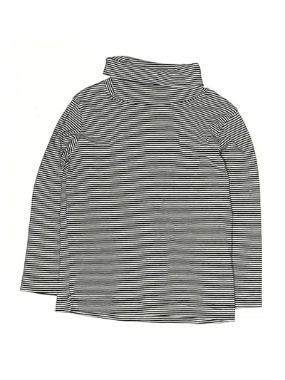 Pre-owned Petit Bateau Kids' Long Sleeve Top Gray Stripes Pattern Turtleneck Tops