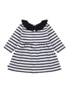 Petit Bateau Girls White & Blue Breton Stripe Dress In White
