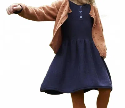 Petit Bateau Kids' Longsleeve Knitted Dress In Smoking Blue