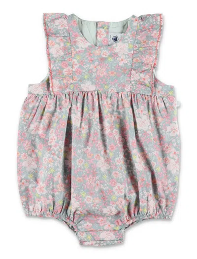 Petit Bateau Mini Floral Frill Romper For Girls In Multicolour