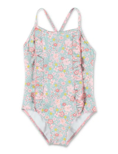 Petit Bateau Mini Floral One-piece Swimsuit For Girls In Multicolour