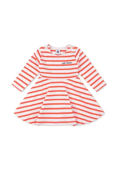 Petit Bateau Kids' Multicolor Dress For Baby Girl With Logo In Pink