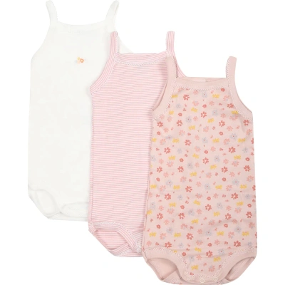Petit Bateau Multicolor Set For Baby Girl With Flowers And Stripes