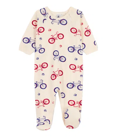 Petit Bateau Babies' Onesie With Bike In Panna