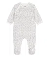 Petit Bateau Onesie With Flowers In Bianco