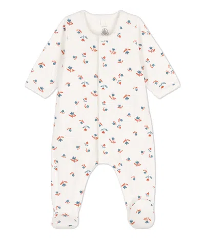 Petit Bateau Babies' Onesie With Flowers In Bianco
