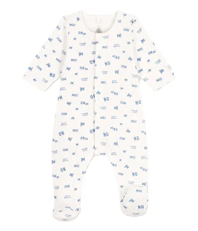 Petit Bateau Babies' Onesie With Writings In Bianco